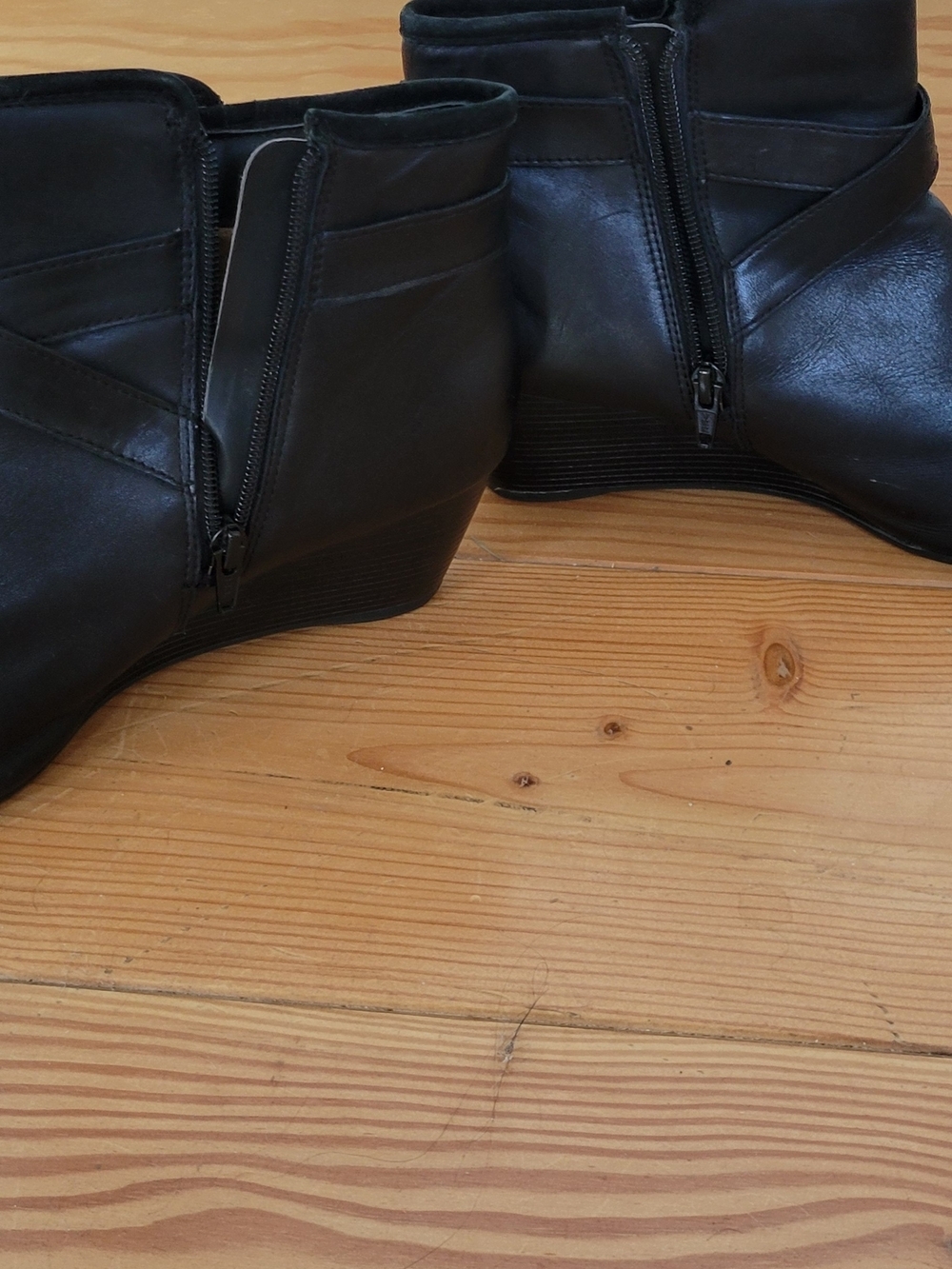 Hush Puppies Black Wedge Ankle Boots with Buckle - Picture 3 of 10
